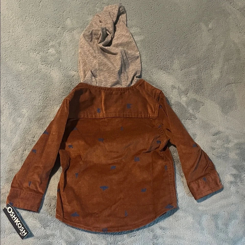 OshKosh B'gosh Brown Corduroy Hooded Jean-Style Jacket with Gray Hood